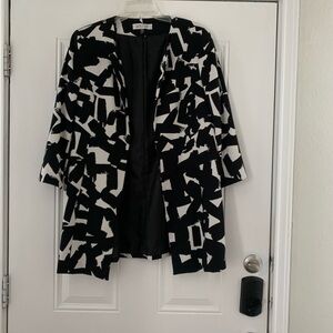 Kasper Black and White Abstract Blazer